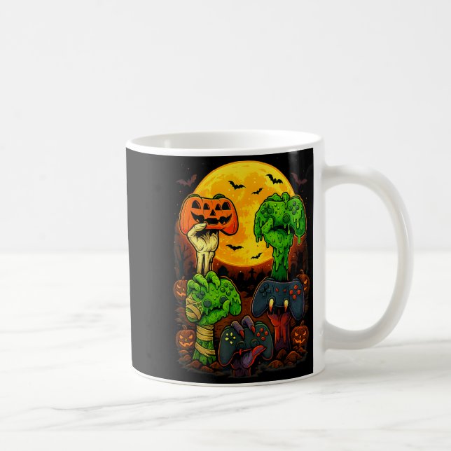 Caneca De Café Halloween Skeleton Zombie Mummy Gaming Controller  (Direita)