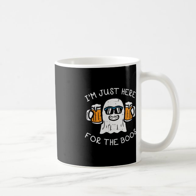 Caneca De Café Halloween Só Está Aqui Para Boos Fantasma Engraçad (Direita)