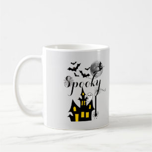 Caneca De Café Halloween Spooky Spider morcego bruxa assombrada