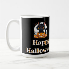 Caneca De Café Halloween spooky spirit with adorable black cat
