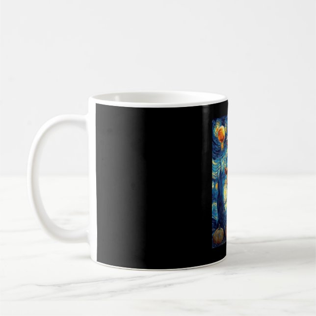 Caneca De Café Halloween Starry Night Puppy Dachshund (Esquerda)