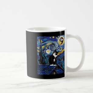 Caneca De Café Halloween Starry Night Tuxedo Cat Comma La Kamala