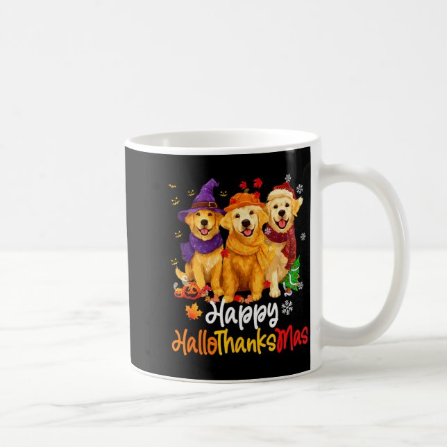 Caneca De Café Halloween Thanksgiving Christmas Golden Retriever  (Direita)