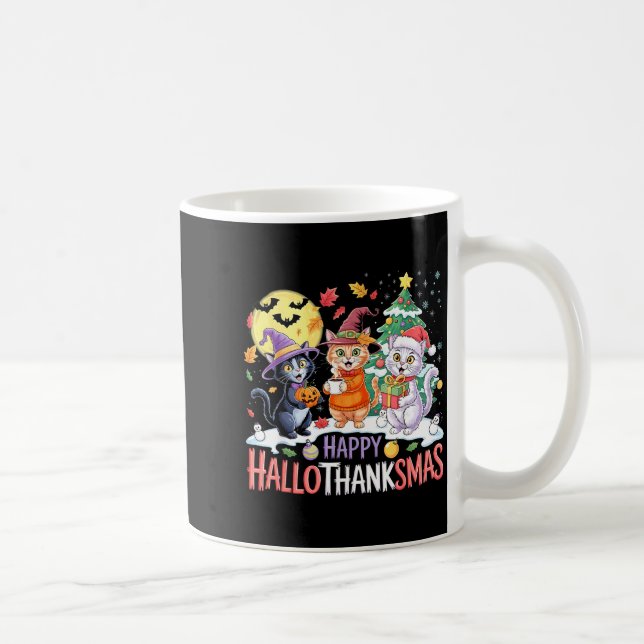 Caneca De Café Halloween Thanksgiving Christmas Happy Hallothanks (Direita)