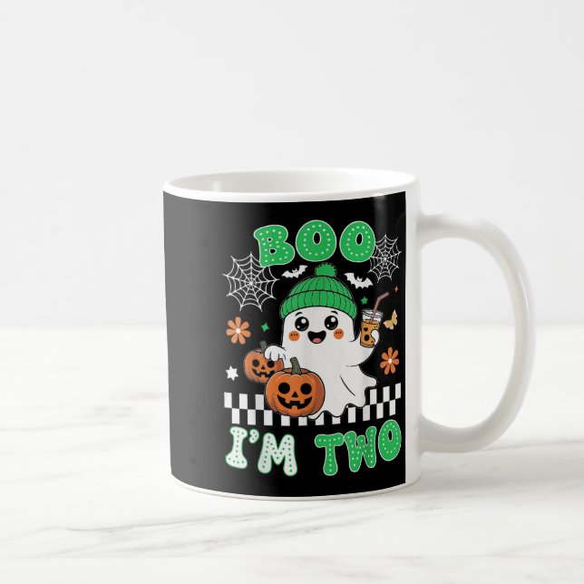 Caneca De Café Halloween Two Birthday Boo Im Two Groovy Birthday  (Direita)