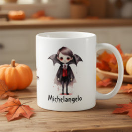 Caneca De Café Halloween Vampire Kid Personalize