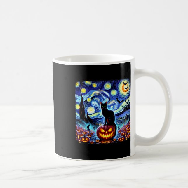 Caneca De Café Halloween Van Gogh Starry Night Black (Direita)