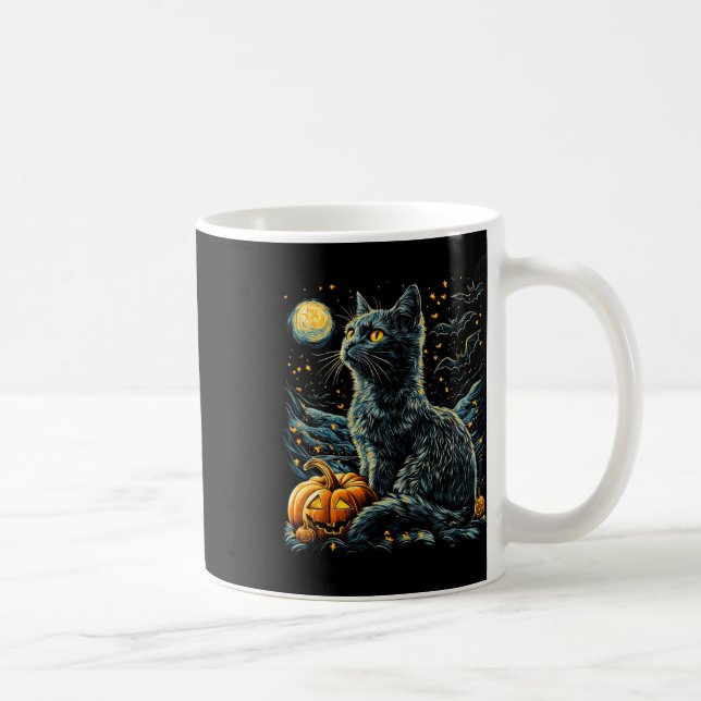Caneca De Café Halloween Van Gogh Starry Night Black (Direita)