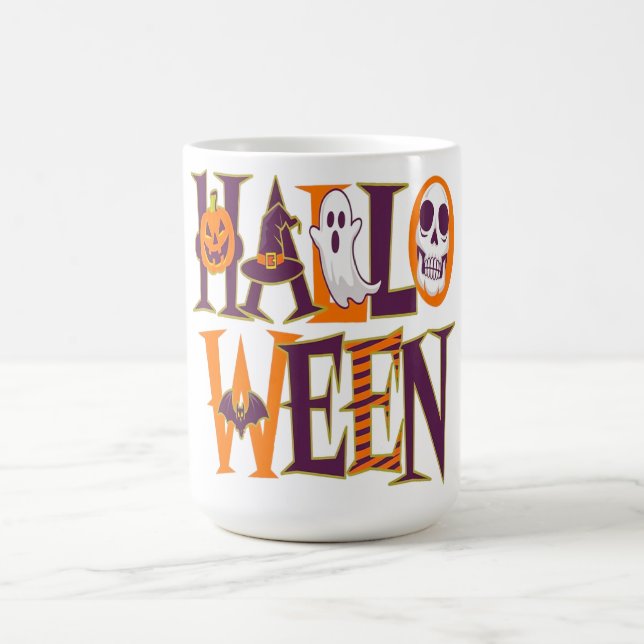 Caneca De Café Halloween vibrant colorful (Centro)