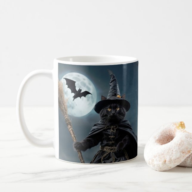 Caneca De Café Halloween Witch Cat Mug (Com Donut)