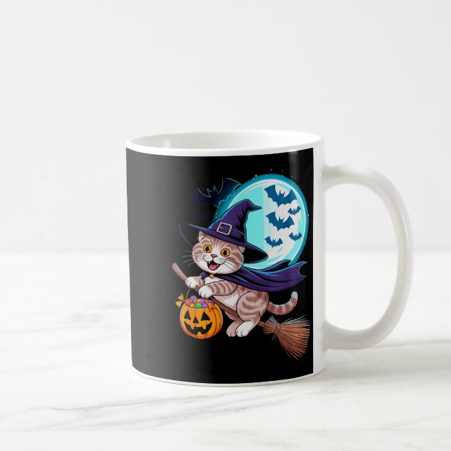 Caneca De Café Halloween Witch Scottish Fold Moon Coupari  (Direita)