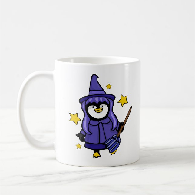 Caneca De Café Halloween Witchy Penguin (Esquerda)