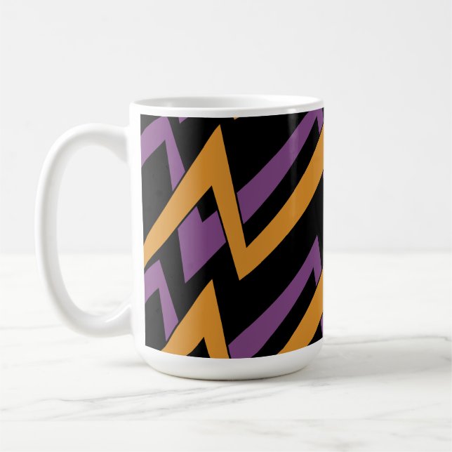 Caneca De Café Halloween Zig Zags Orange Purple (Esquerda)