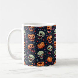 Caneca De Café Halloween Zombie e Pumpkin