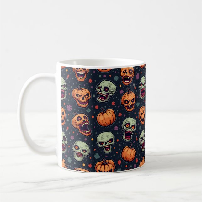 Caneca De Café Halloween Zombie e Pumpkin (Esquerda)