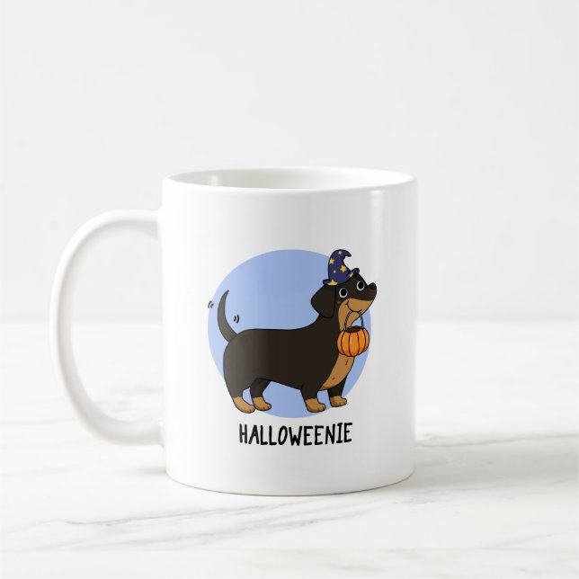 Caneca De Café Halloweenie Funny Sausy Cão Pun (Esquerda)