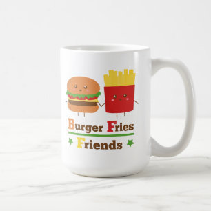 Caneca De Café Hamburger Kawaii Batata Frita Amigos BFF