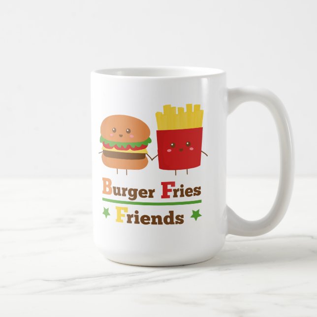 Caneca De Café Hamburger Kawaii Batata Frita Amigos BFF (Direita)