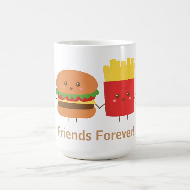 Caneca De Café Hamburguer bonito e fritadas, amigos para sempre (Centro)