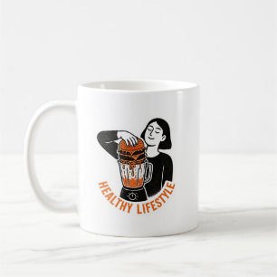 Caneca De Café Hambúrguer de Estilo de Vida Saudável Engraçado Li