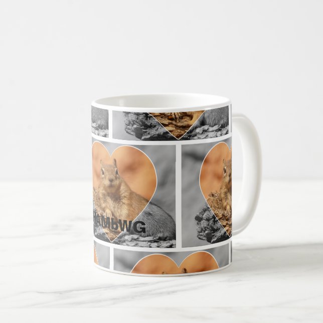 Caneca De Café HAMbWG - Mug de Café - Esquilo com Corações (Frente Esquerda)