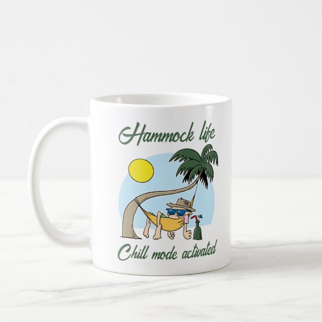 Caneca De Café Hammock Life Chill Mode Ativado Cartoon Engraçado (Esquerda)