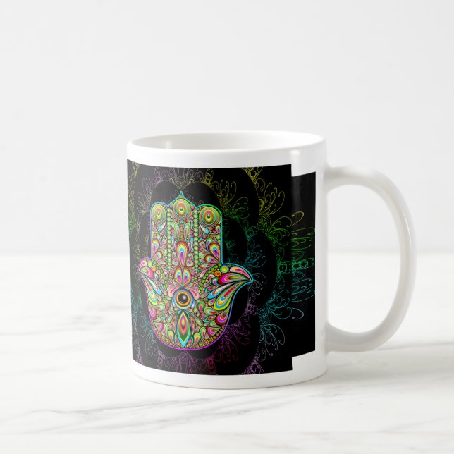 Caneca De Café Hamsa Fatma Mão Arte Psicodélica (Direita)