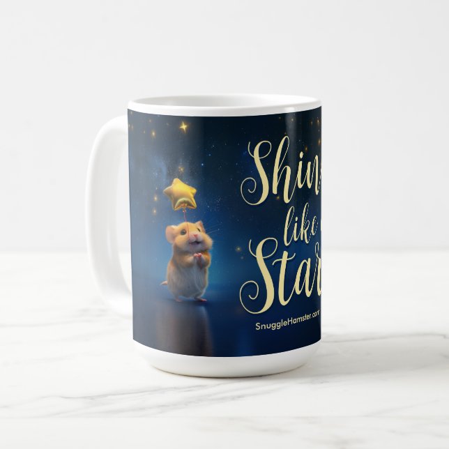 Caneca De Café Hamster bonito com texto brilhando como uma estrel (Frente Esquerda)