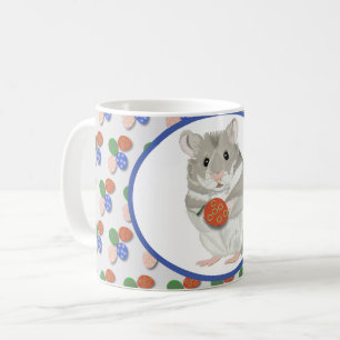 Caneca De Café Hamster Bonito segurando um Ovo de Páscoa
