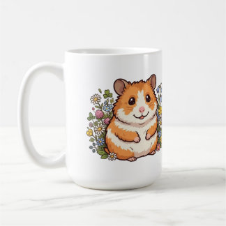 Caneca De Café "Hamster Fofo & Flores Silvestres Tom e Bege