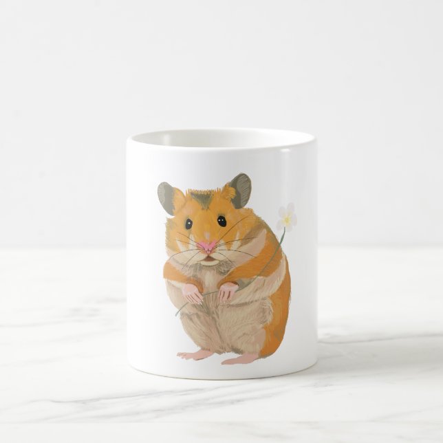 Caneca De Café Hamster pequeno bonito que guardara uma flor (Centro)