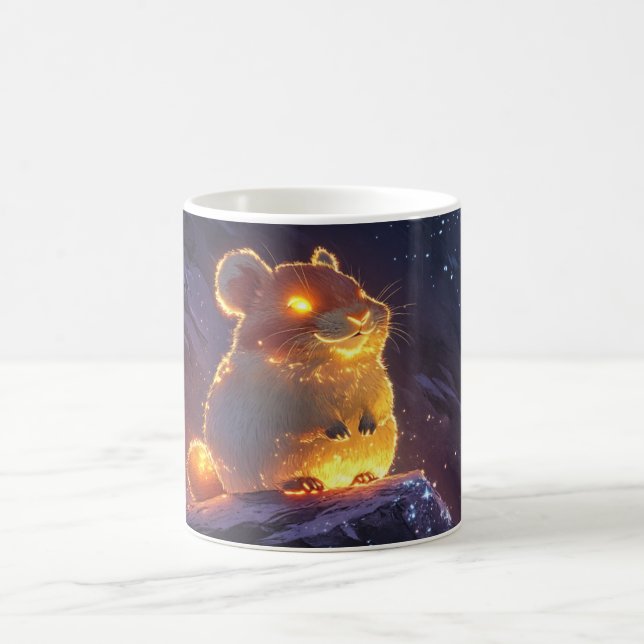 Caneca De Café hamster renderizado em 3D, iluminado por dentro co (Centro)