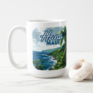 Caneca De Café Hana Maui Hawaii Road até Hana Beach Coast Retro