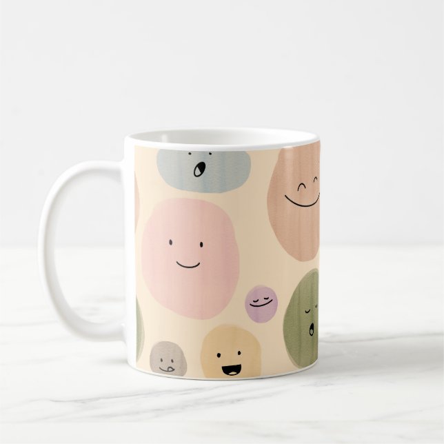 Caneca De Café Hand-drawn Facial Expressions Seamless Pattern (Esquerda)