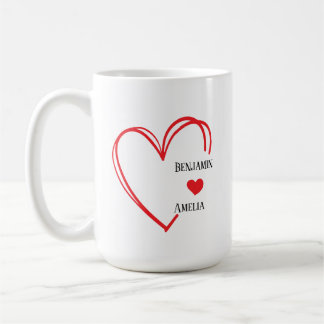 Caneca De Café hand drawn heart couple Valentine’s Day mugs