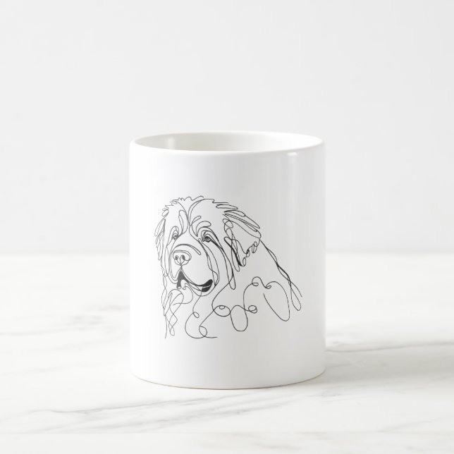 Caneca De Café Hand Drawn Newfoundland Minimalist Line Art (Centro)