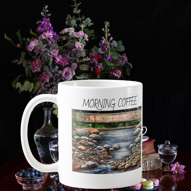 Caneca De Café Hand Painted Brook Morning Coffee Personalize (Criador carregado)