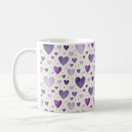 Caneca De Café Hand-Painted Lavender & Gold Watercolor Hearts