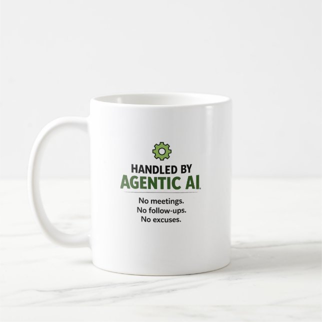 Caneca De Café Handled by Agentic AI Funny Tech Coffee Mug (Esquerda)