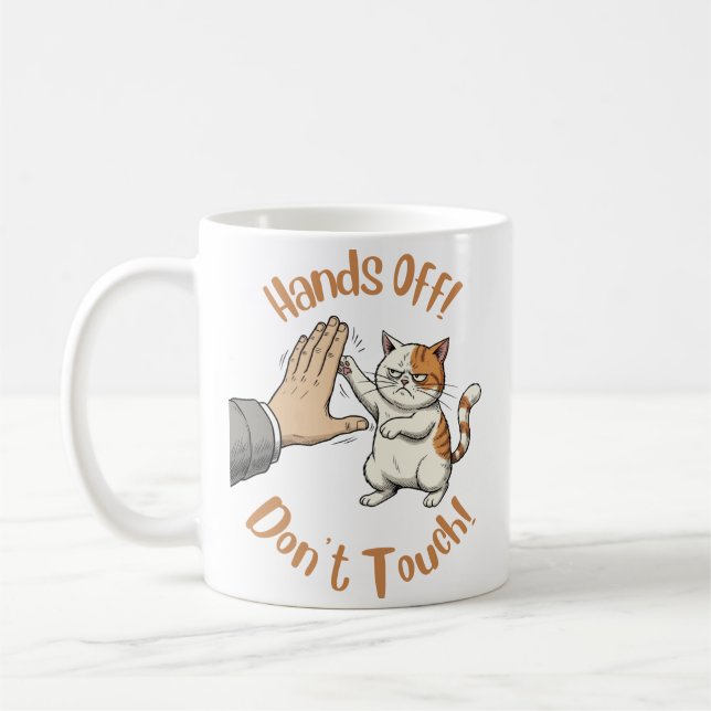 Caneca De Café "Hands off, Don't Touch" funny quote on mug (Esquerda)