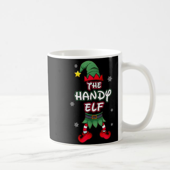 Caneca De Café Handy Elf Christmas Pajamas Pjs Matching Family Gr (Direita)