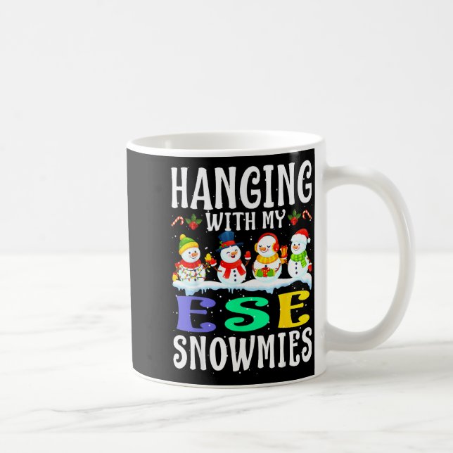 Caneca De Café Hanging With My Ese Snowmies Teacher Christmas Gif (Direita)