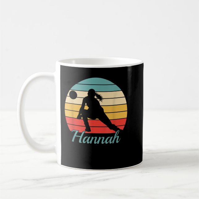 Caneca De Café Hannah Name Gift Personalizado Voleibol (Esquerda)