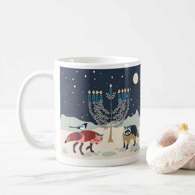 Caneca De Café Hanukkah animais Menorah Desert Coffee Mug (Com Donut)