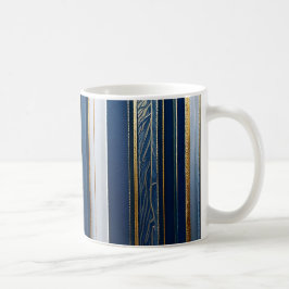Caneca De Café Hanukkah Blues Stripes Azul Branco Dourado
