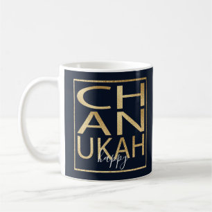 Caneca De Café Hanukkah Mug "Chanukah Happy Dourado"