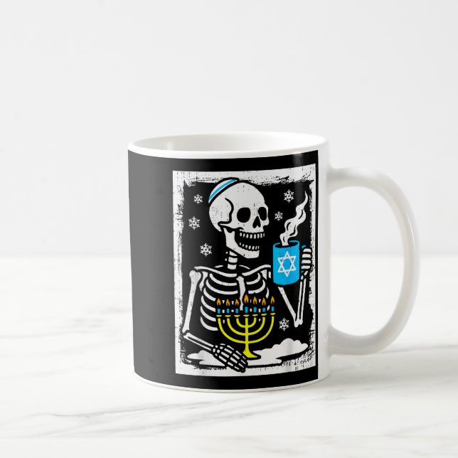 Caneca De Café Hanukkah Skeleton Coffee Dreidel Jewish Menorah Ch (Direita)
