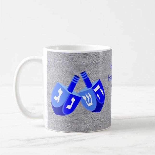 Caneca De Café Hanukkah Sonha Em Crianças Azuis E Adicione Seu No (Esquerda)