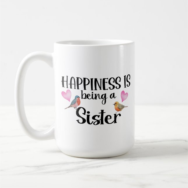 Caneca De Café Happiness Is Being A Sister Sibling Big Sis Step (Esquerda)