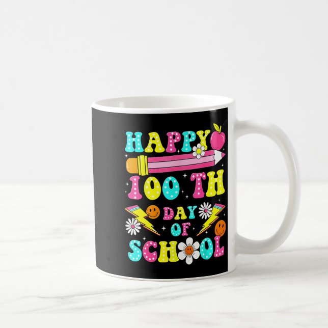 Caneca De Café Happy 100th Day Of School 100 Days Of School Teach (Direita)